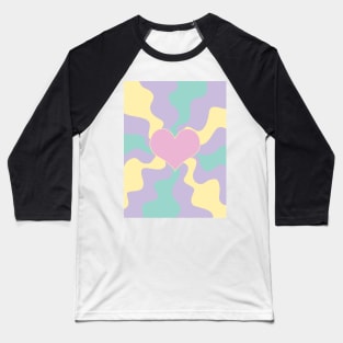 Heart - Pastel Pink, Yellow, Purple and Green Baseball T-Shirt